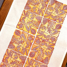 Load image into Gallery viewer, Block Printed Leaves + Pinecone Tea Towel