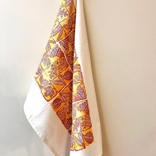 Load image into Gallery viewer, Block Printed Leaves + Pinecone Tea Towel