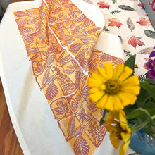 Load image into Gallery viewer, Block Printed Leaves + Pinecone Tea Towel