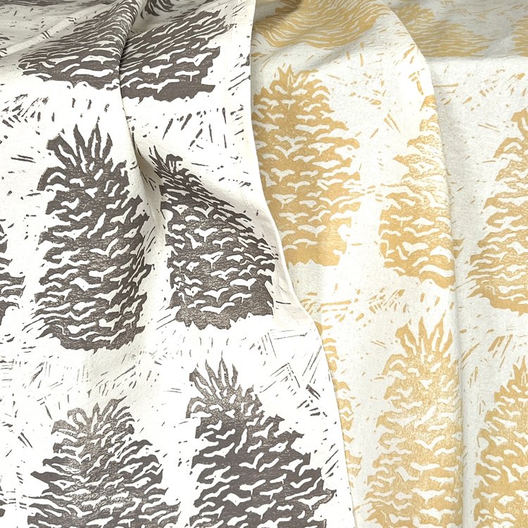 Pinecone Block Printed Tea Towel