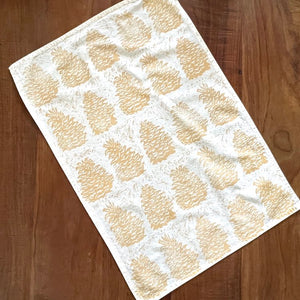Pinecone Block Printed Tea Towel