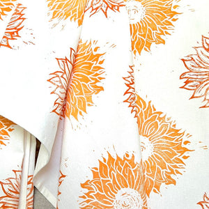 Block Printed Sun + Sunflower Tea Towel