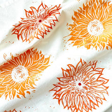 Load image into Gallery viewer, Block Printed Sun + Sunflower Tea Towel