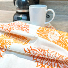 Load image into Gallery viewer, Block Printed Sun + Sunflower Tea Towel