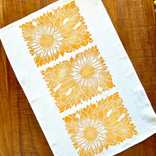 Load image into Gallery viewer, Sunflower Field Block Printed Tea Towel