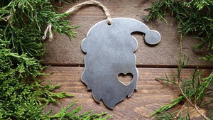 Santa Clause Ornament w/ Heart  - Recycled Steel