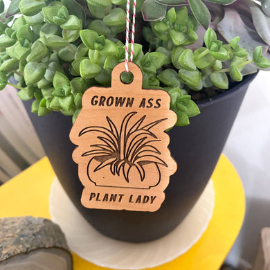 Grown Ass Plant Lady Wood Ornament