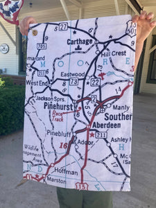 Pinehurst NC Map Golf Towel