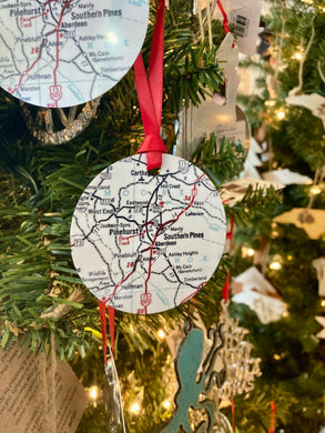 Moore County Map Christmas Ornament