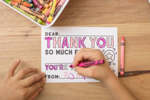 Load image into Gallery viewer, Kid&#39;s Coloring Thank You Cards - Pack of 10