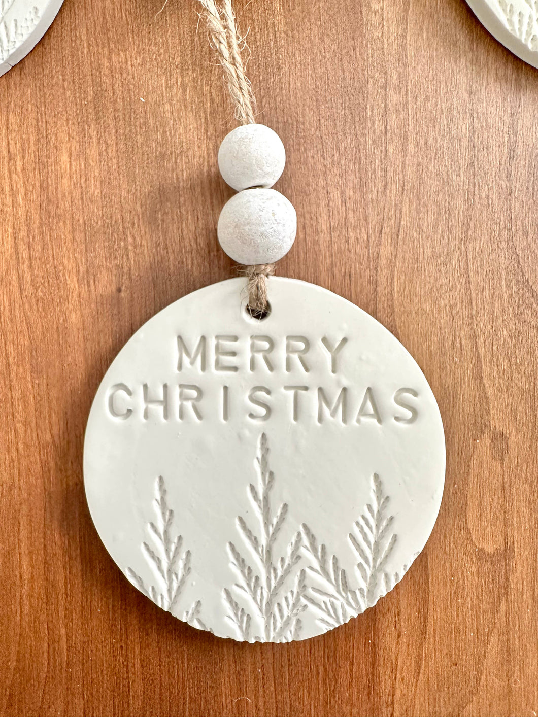 Merry Christmas Boho Clay Ornament