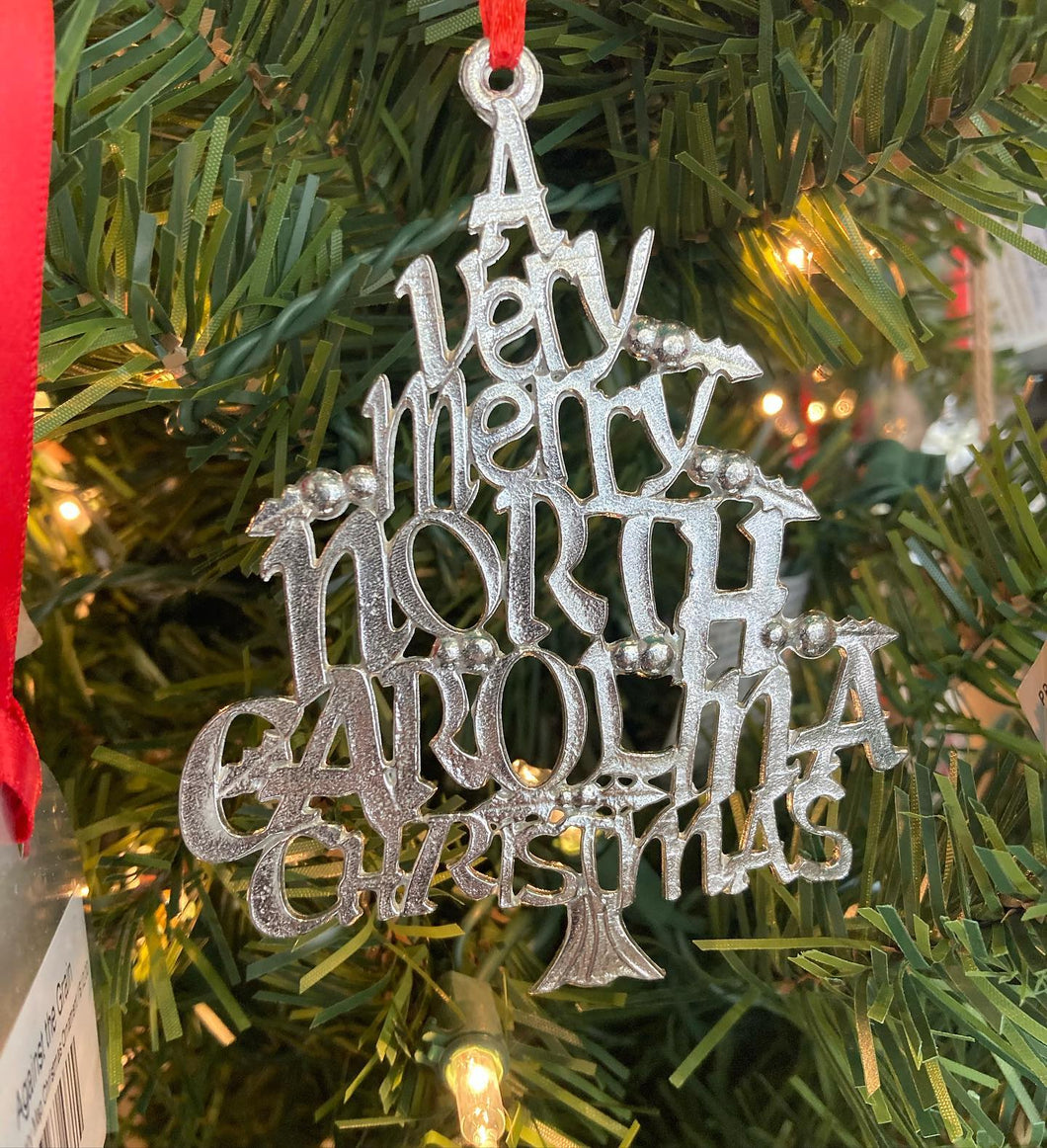 Very Merry NC Christmas - Pewter Ornament